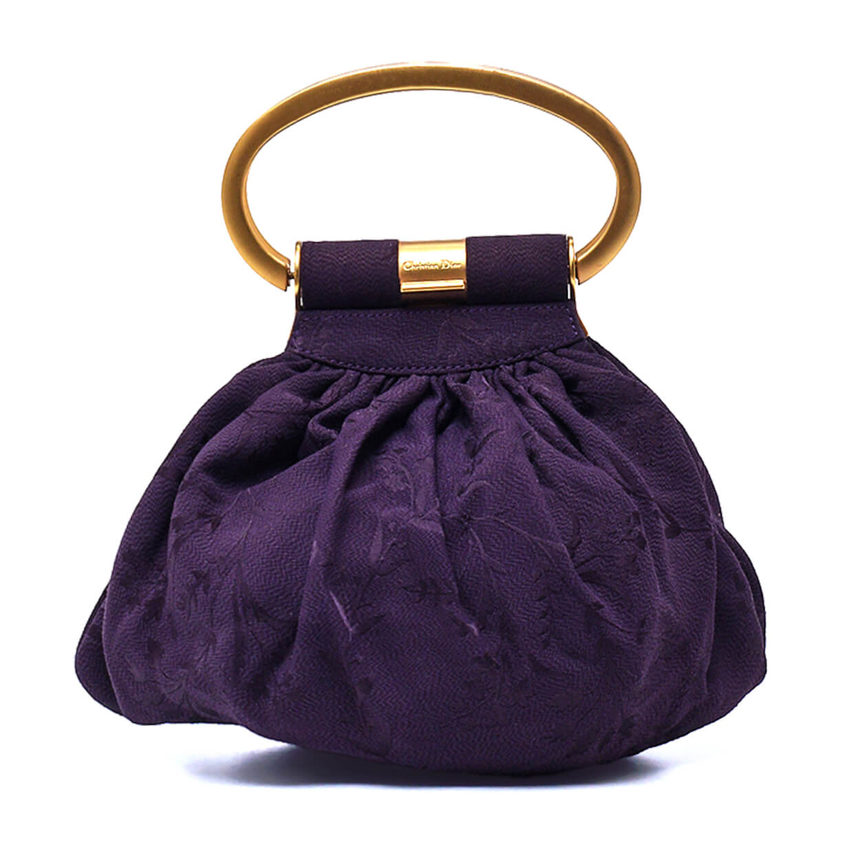 Christian Dior - Vintage Damson Silk & Gold Toned Ring Top Handle Bag